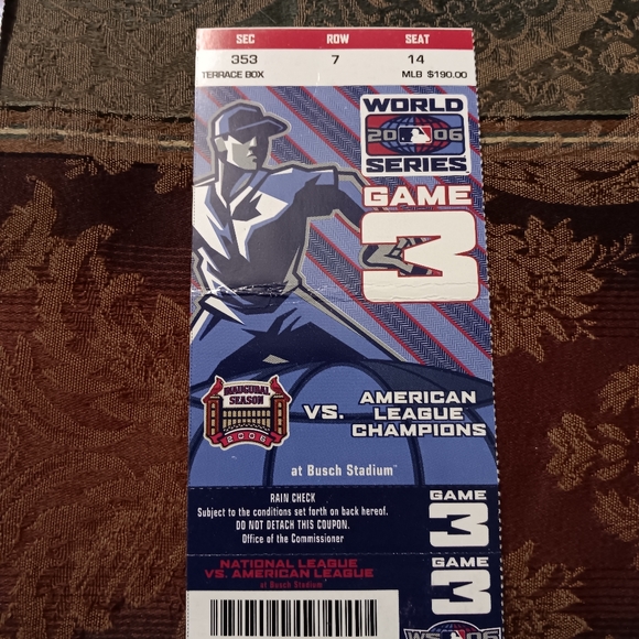 (4) Four 2006 World Series Game 3 Tickets St. Louis Cardinals Vs. Detroit Tigers - Picture 4 of 9